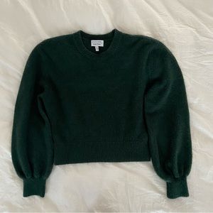 & Other Stories Round Neck Balloon Sleeve Jumper in Dark Green